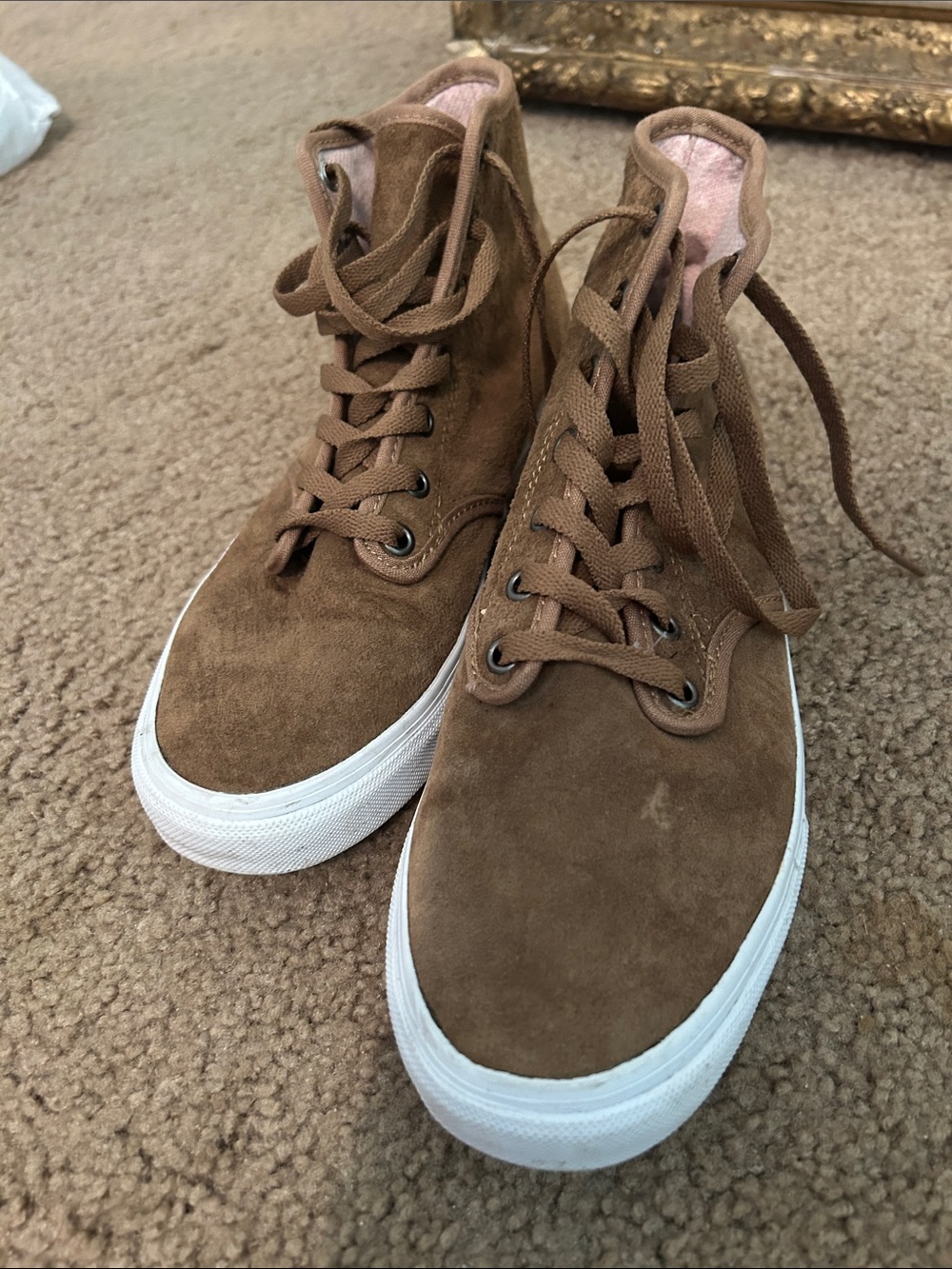 Vans Brown Suede High-Top Sneakers with White Soles
